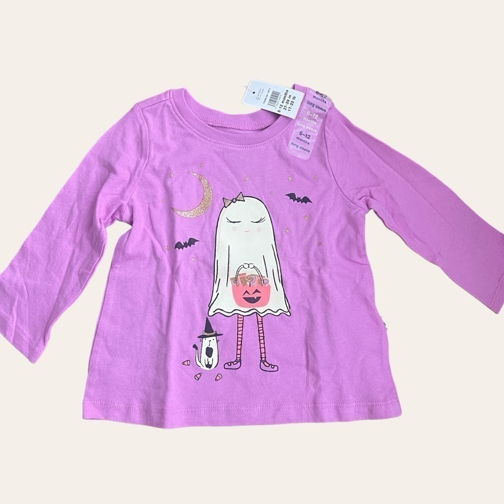 Gap Infant Baby Girls Halloween Shirt Sz 6-12 months Gold Glitter Detail NWT